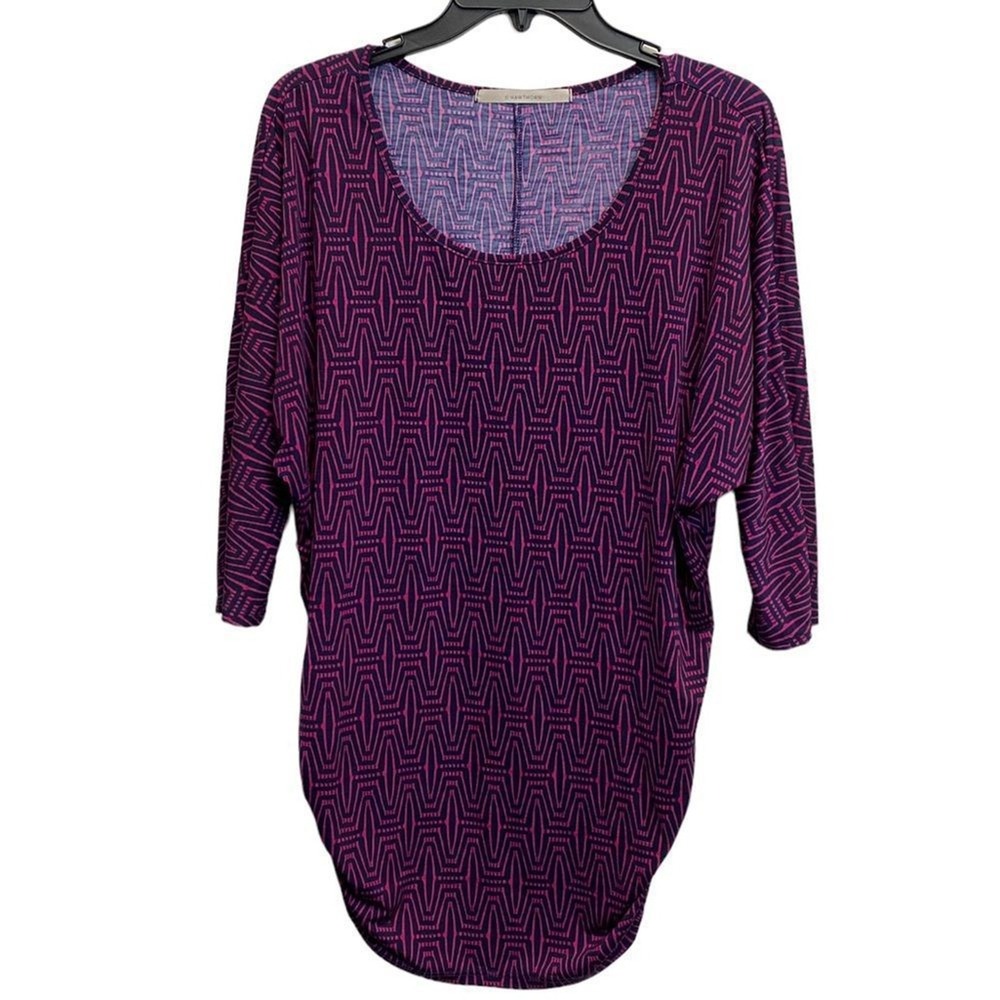 41‎ HAWTHORN Women's Medium Purple BERNEEN DOLMAN TOP Ruched 3/4 Length Sleeves
